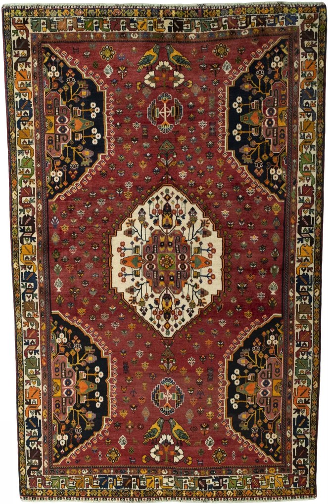 Shiraz Tappeto 260 x 160 Rosso (Iran) Annodato A Mano