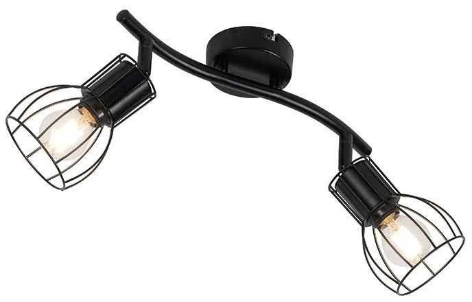 Faretto da soffitto moderno nero 2 luci orientabile - Botu