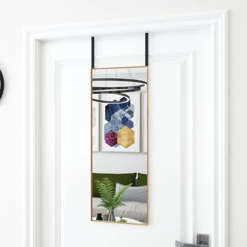 Specchio da Porta in Vetro e Alluminio disponibile in varie dimensioni, 30 x 80 cm / Oro