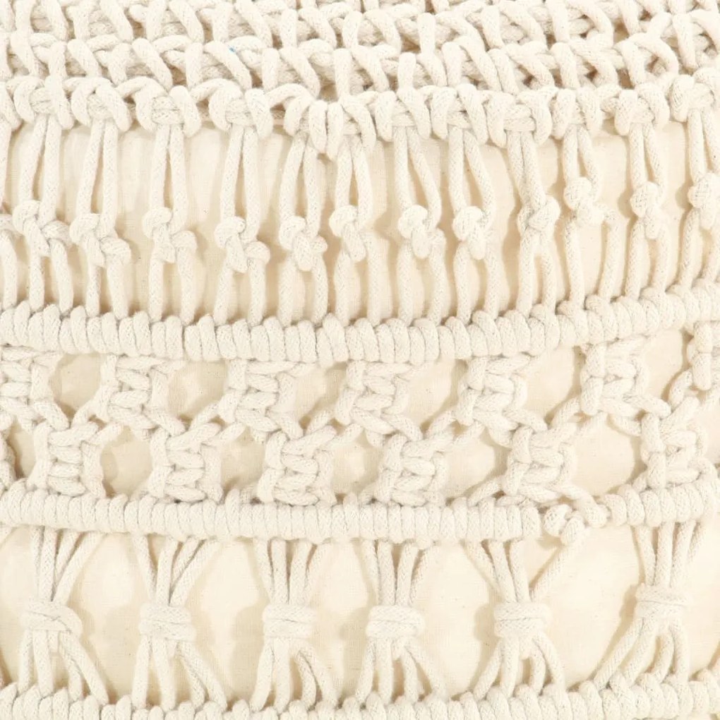Pouf lavorato a mano in macramé 45x30 cm in cotone