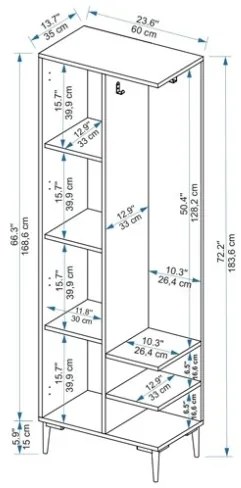 Mobile Ingresso Cappottiera 60 Cm Con Anta Laterale Freia Bianco