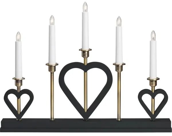 Markslöjd 705938 - Candelabro natalizio MELISSA 5xE10/3W/230V nero/ottone