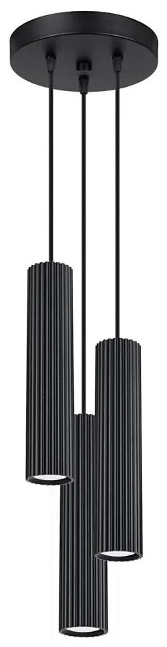 Sollux SL.1576 - Lampadario a sospensione con filo KARBON 3xGU10/10W/230V nero