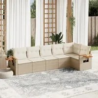 Set Divano da Giardino 6 pz con Cuscini Beige in Polyrattancod mxl 88305