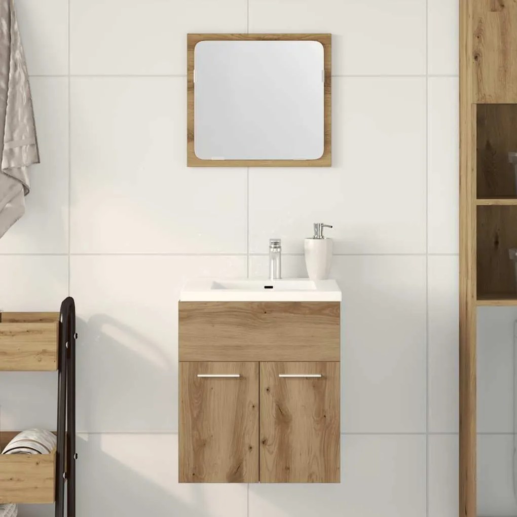 Set Mobili Da Bagno 2 Pz Rovere Artigianale Legno Multistrato /