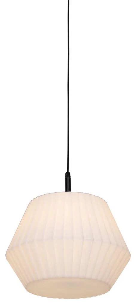 Lampada a sospensione da esterno moderna nera con paralume bianco 45,6 cm IP44 - Robbert
