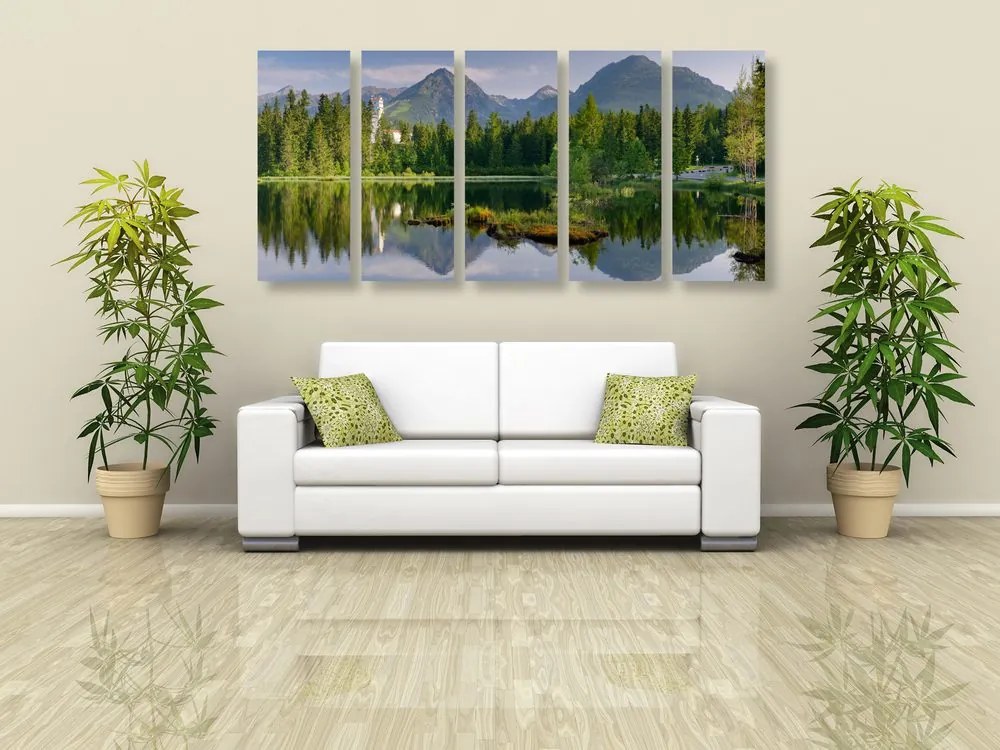 Quadri 5 pezzi – Splendido panorama montano al lago