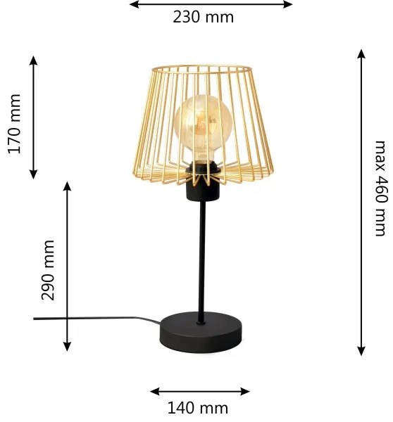 Lampada da tavolo TORRI 1xE27/15W/230V oro/nero