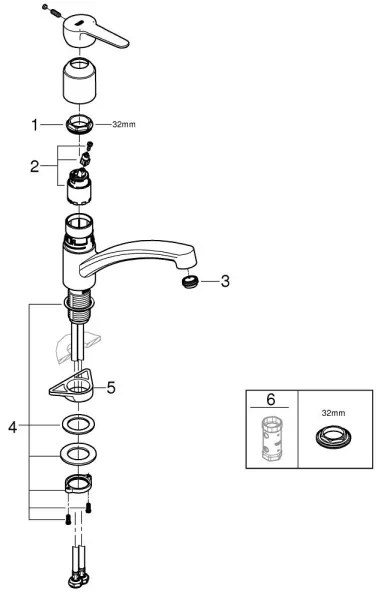 GROHE 31680000 - Miscelatore per lavello BAUECO cromo lucido
