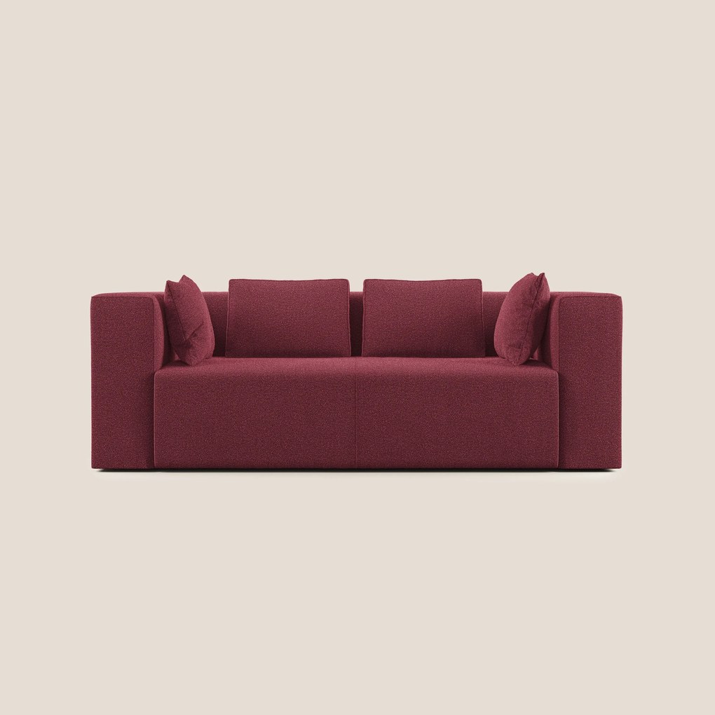 Nettuno divano moderno componibile in morbido tessuto bouclè T07 rosso