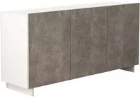 Credenza Carlile Bianco e Grigio Effetto Cemento 150x40x76 h cm in Truciolare bilaminato Marmo