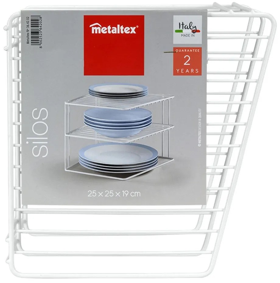Ripiano aggiuntivo bianco in acciaio 25x25 cm Silos – Metaltex
