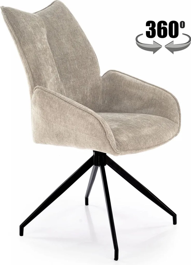 Sedia girevole K553 in tessuto beige