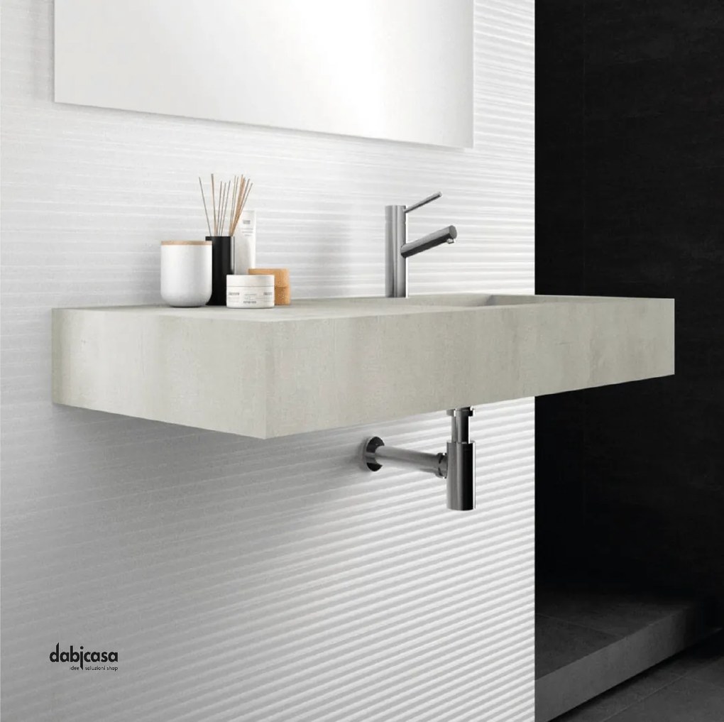 Savini Due "Idea" Top Lavabo Da 80x46 Cm Vasca Centrale Beton