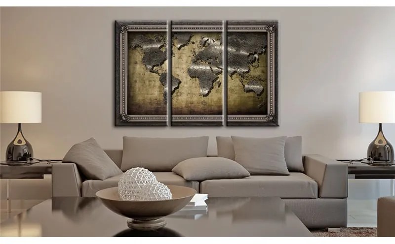 Quadro Mondo incorniciato  Colore Marrone, Dimensioni e Misure 90x60