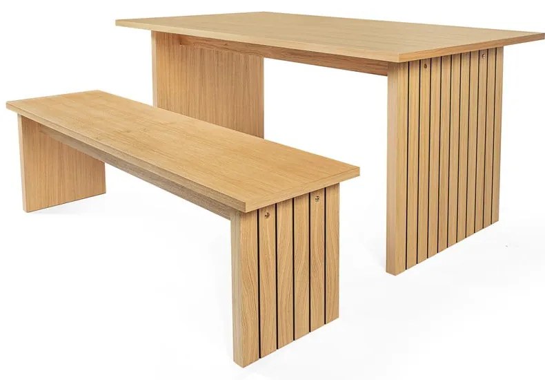 Tavolo da pranzo con piano in rovere 90x160 cm Stripe - Woodman