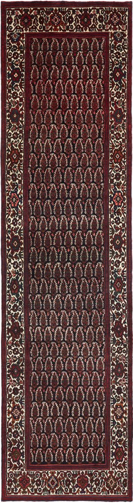 Hamedan Tappeto 410x100 Blu (Iran) Annodato A Mano