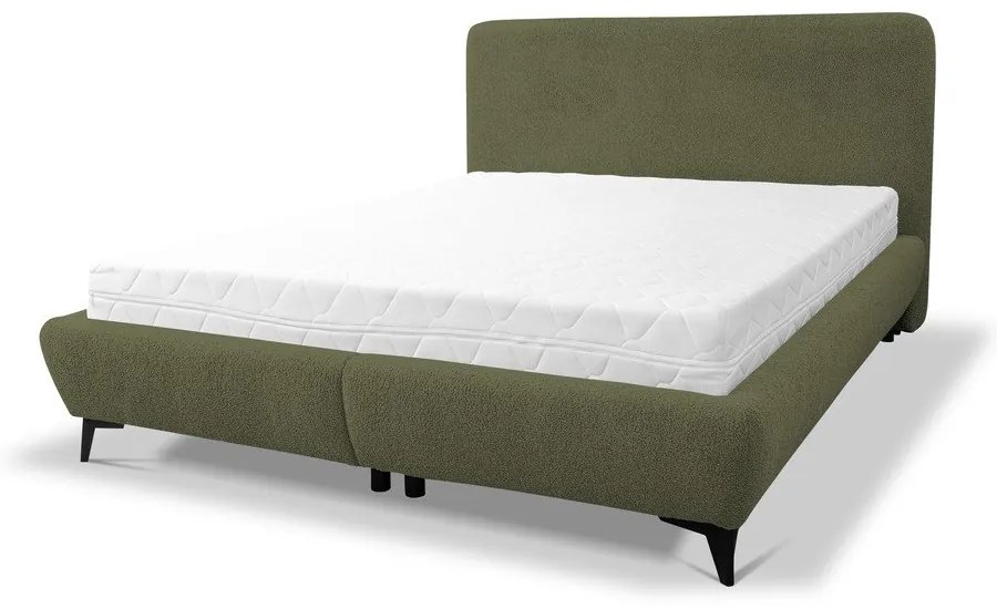 Letto matrimoniale imbottito verde con contenitore con rete inclusa 160x200 cm Makapu – Makamii