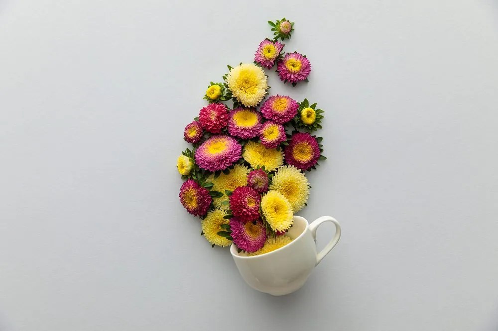 Carta da parati – Tazza piena di fiori