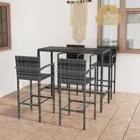 Set da Bar da Giardino 5 pz in Polyrattan Grigio cod mxl 40293