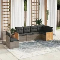 Set Divano da Giardino 6 pz con Cuscini Grigio in Polyrattancod mxl 89462