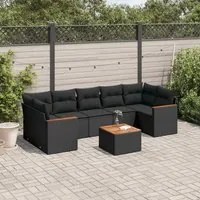 Set Divani da Giardino con Cuscini 8 pz Nero in Polyrattan 3225810