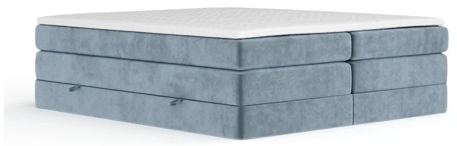 Letto boxspring blu con contenitore/senza testiera 200x200 cm Juniper – Maison de Rêve