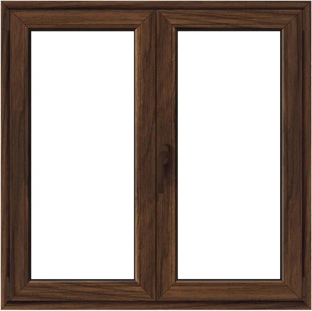Finestra in PVC effetto legno noce L 120 x H 120 cm, 2 ante apertura a destra