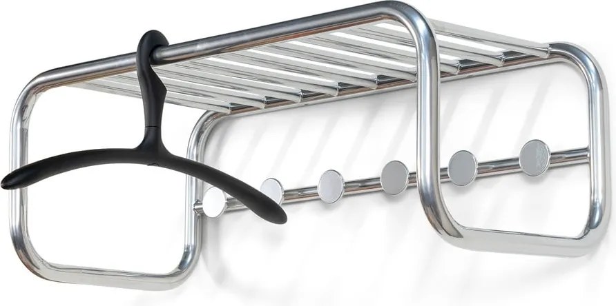 Attaccapanni da parete argentato in metallo con scaffale 72 cm Retro – Spinder Design