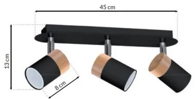 Luce Spot a LED JOKER BLACK WOOD 3xGU10/8W/230V