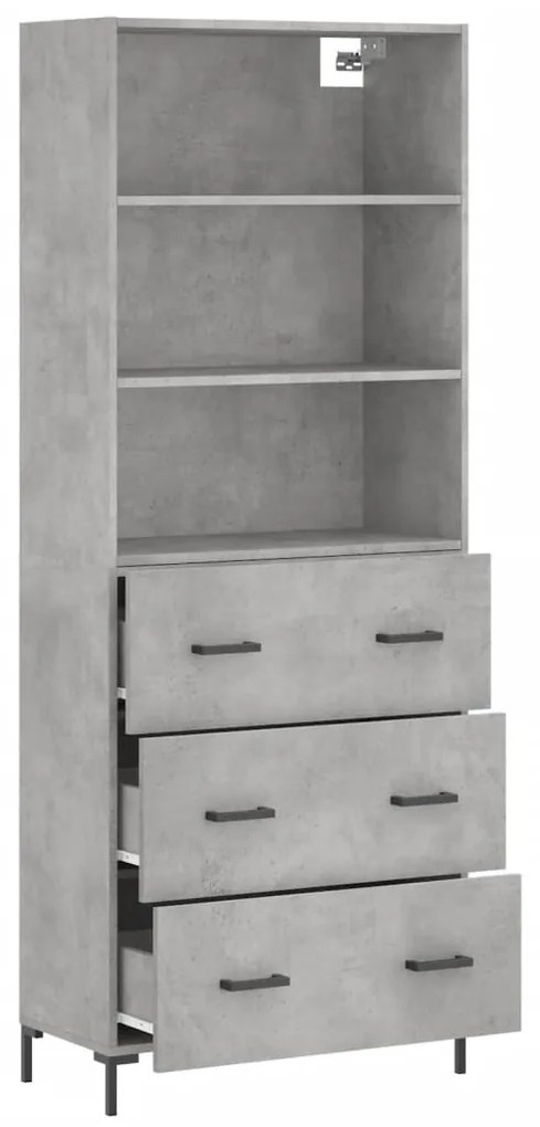 Credenza grigio cemento 69,5x34x180 cm in legno multistrato