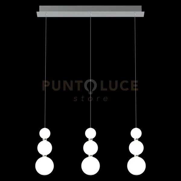 Lampada a sospensione perla, cromata, 9 sfere, led 36 watt, lumen 3...