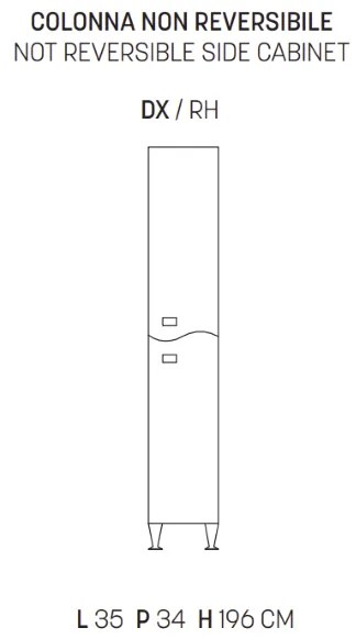 Colonna a terra Onda in melaminico 196h 2 ante Bianco Nordico