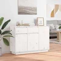 Credenza Bianca 110x34x75 cm in Legno Massello di Pino 840410