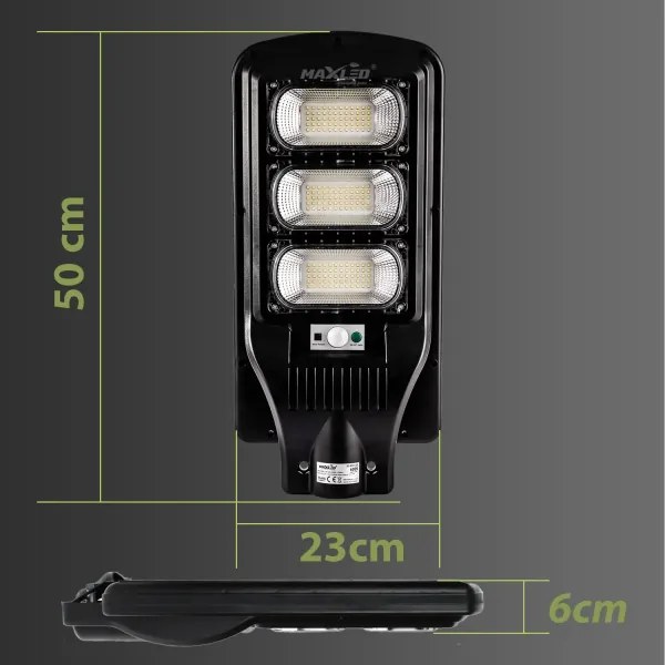Lampada stradale solare LED con sensore LED/180W/6V 6500K IP65 + telecomando