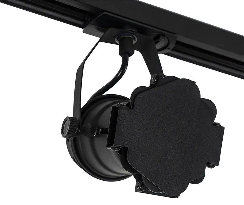 Sistema di illuminazione a binario moderno con 3 faretti nero 1 fase - Iconic Movie