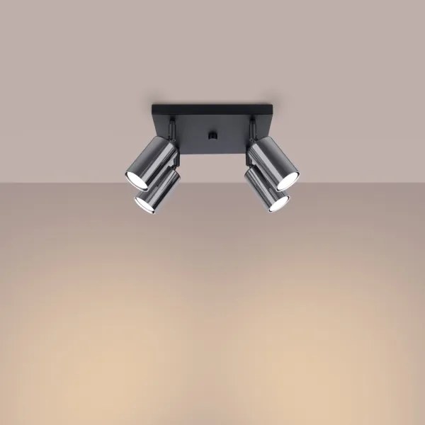 Sollux SL.1370 - Faretto WINX 4xGU10/10W/230V nero/cromo