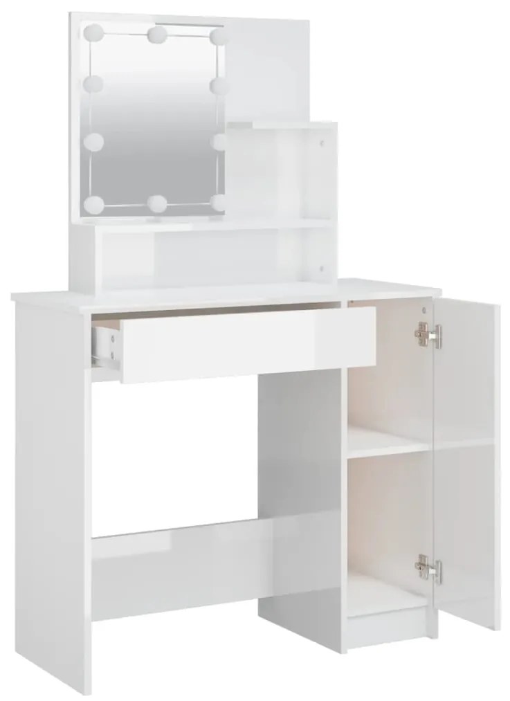 Toeletta con led bianco lucido 86,5x35x136 cm