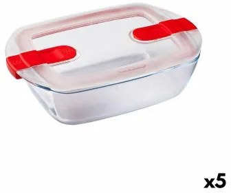 Porta pranzo Ermetico Pyrex Cookheat 1,1 L 24 x 15,5 x 7 cm Trasparente Vetro (5 Unità)