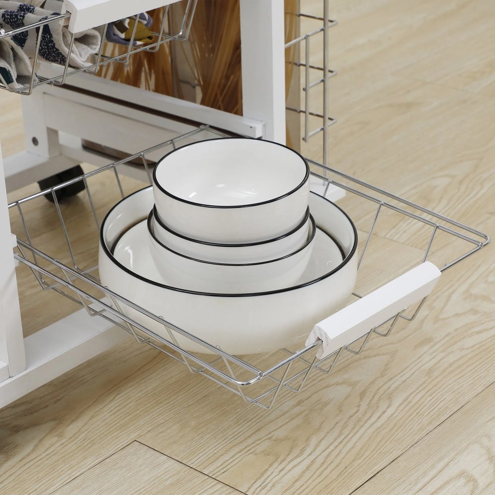 Carrello da Cucina con Ripiani e Cassetto Piano di Lavoro in Ceramica 57x37x83 cm...