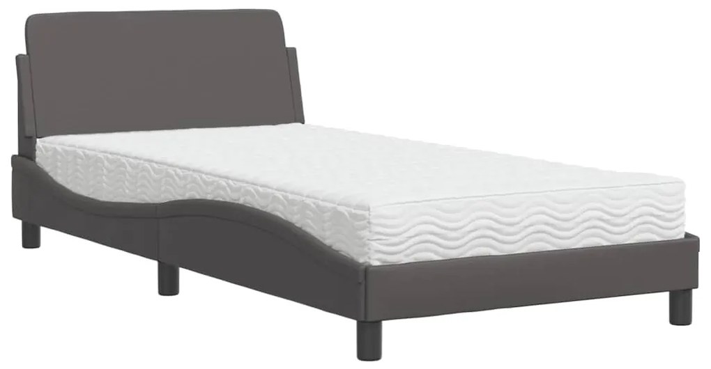 Letto materasso grigio 100x200 cm in similpelle