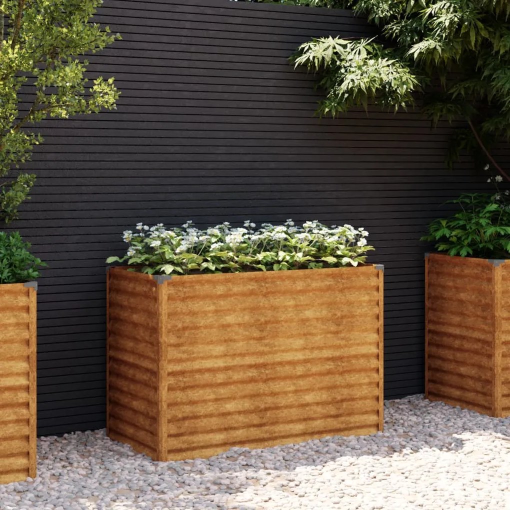 Fioriera Rialzata Da Giardino 100x50x69 Cm İn Acciaio Corten /
