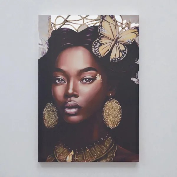 Quadro moderno verticale su tela 60x90 cm con ritratto donna africana