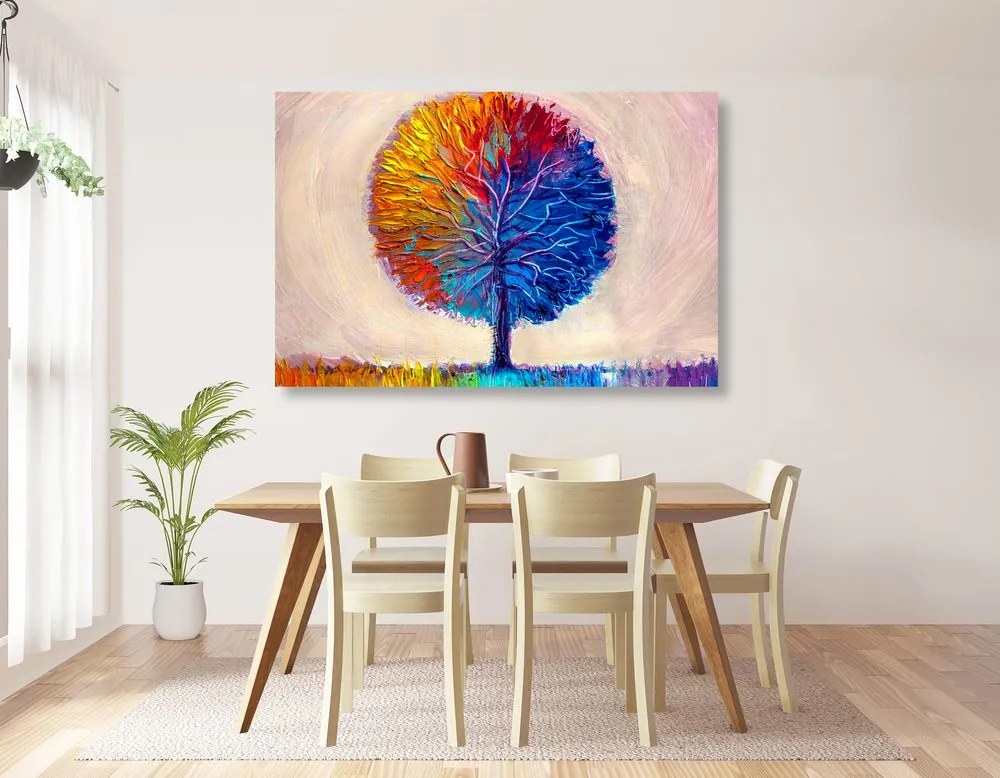 Stampa su tela – Albero acquerello colorato