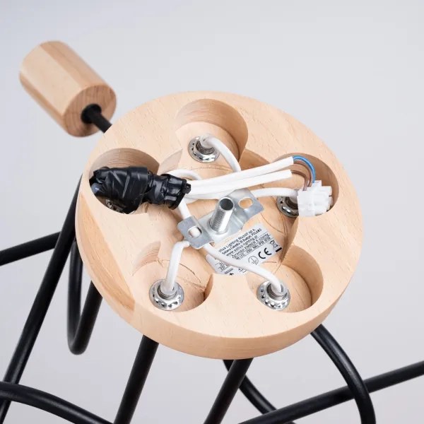 Sollux SL.1478 - Lampadario a plafone EMBER 5xE27/15W/230V nero/beige/faggio