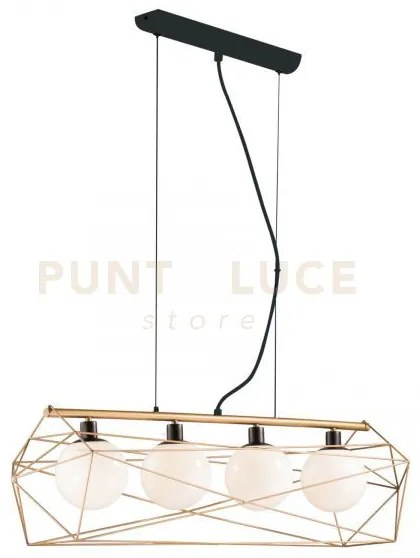 Lampadario a sospensione abraxas nera e oro 4 luci attacco e27 106x...