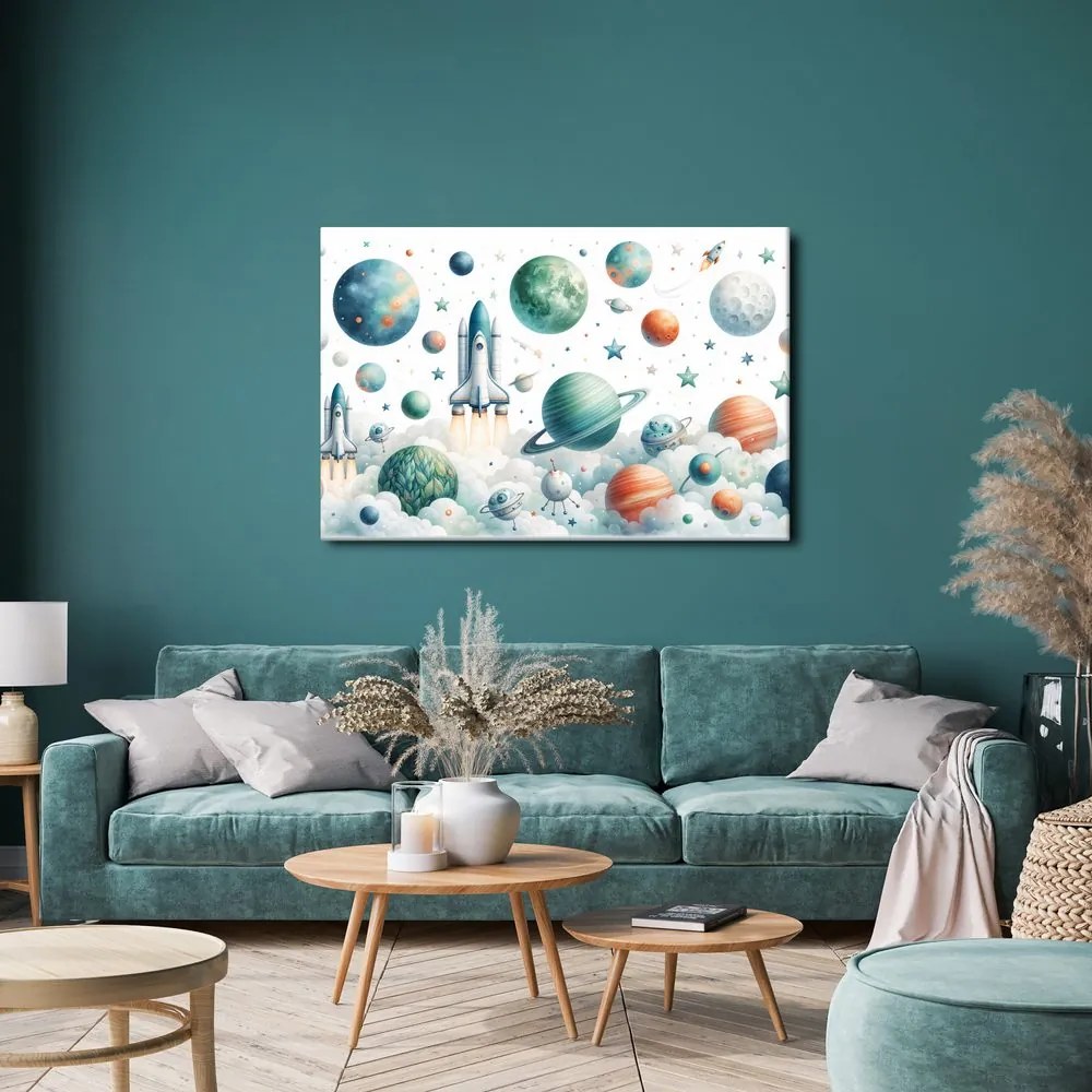Quadro su tela – Razzo tra i pianeti