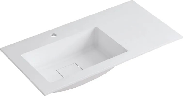 Lavabo a incasso rettangolare vasca a sinistra L 90.5 x H 15 x P 46 cm in resina bianco lucido