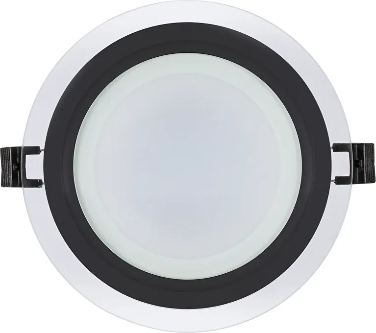 Pannello LED Rotondo da incasso 18W Foro Ø155mm IP44 in Vetro - Nero Colore Bianco Naturale 4.200K