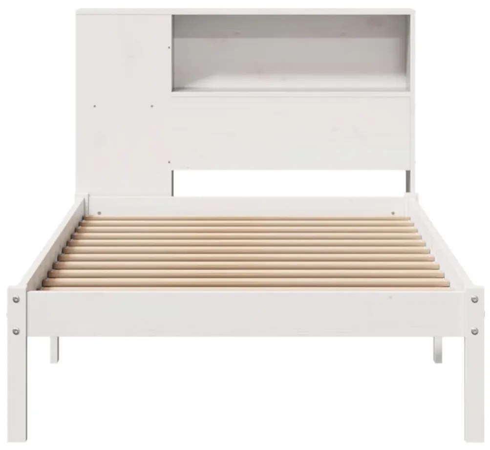 Letto libreria senza materasso bianco 90x190 cm massello pino